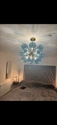 Customer photo review of Modern Blue Frosted Glass Bubble Sputnik Chandelier
