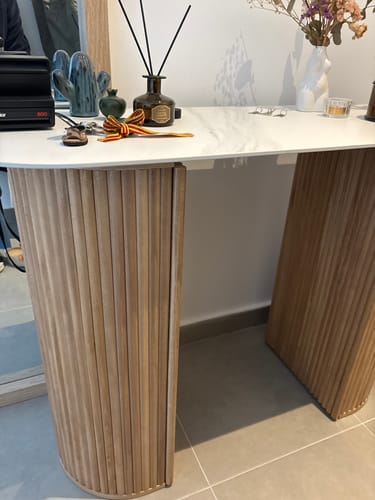 Customer photo review of PIREUS - Console en bois et plateau effet marbre