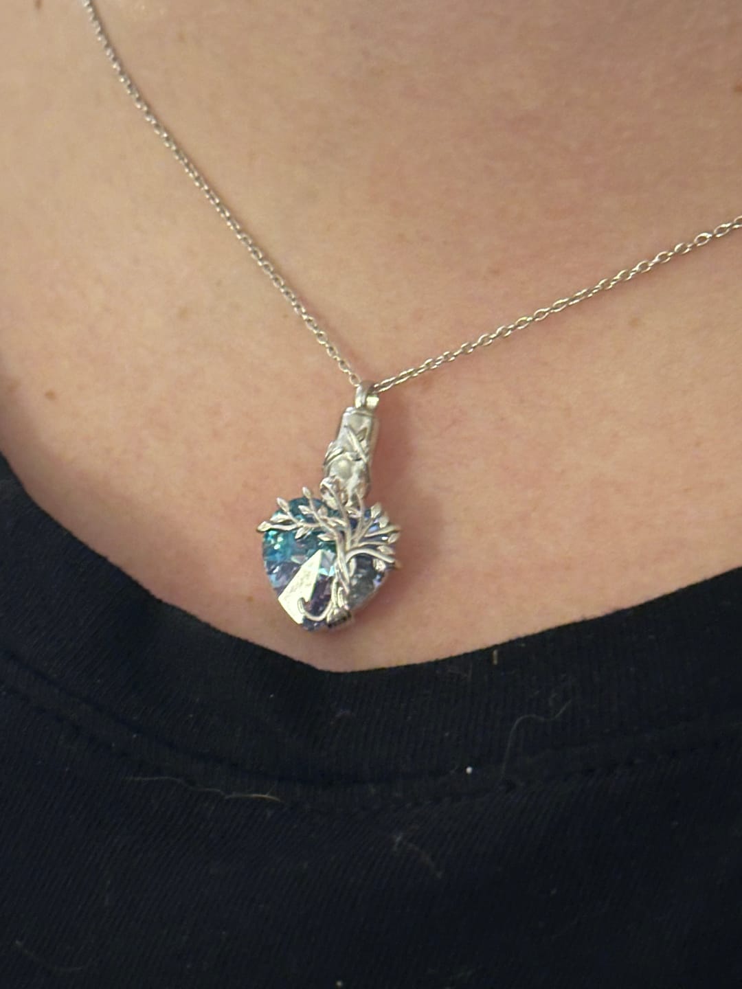 Customer photo review of Crystal Cremation Necklace - Tree of Life Keepsake Urn