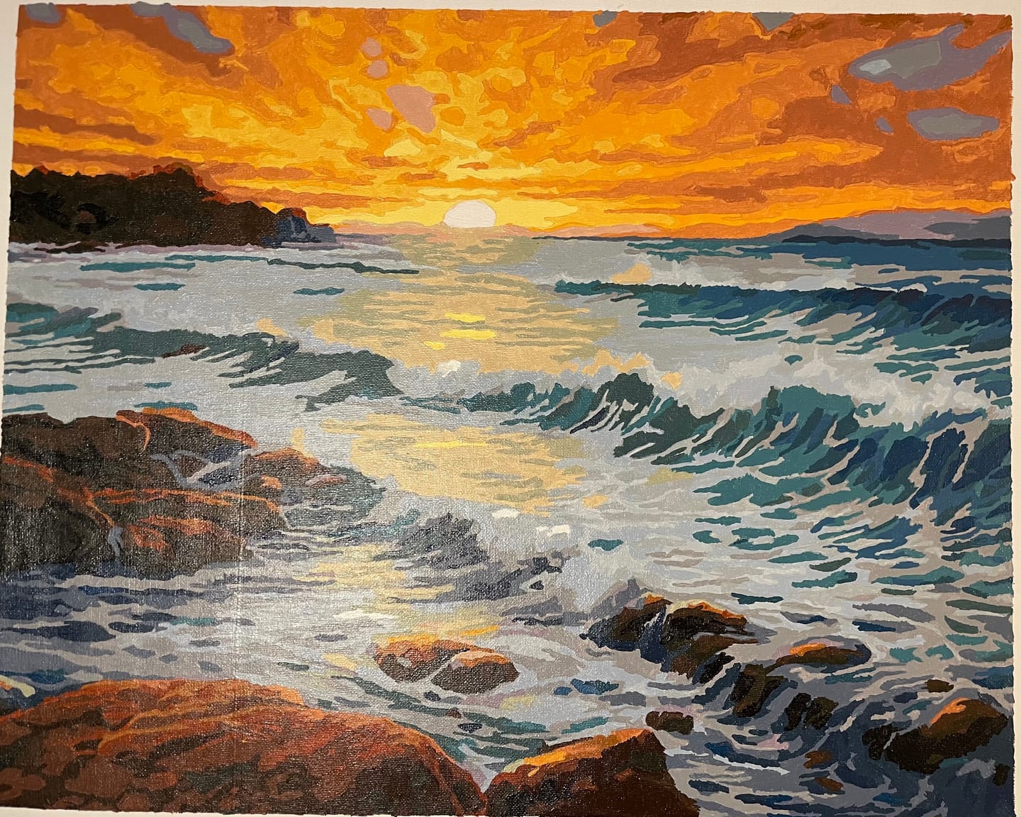 Customer photo review of Ocean Sunrise Painting - Paint by Numbers