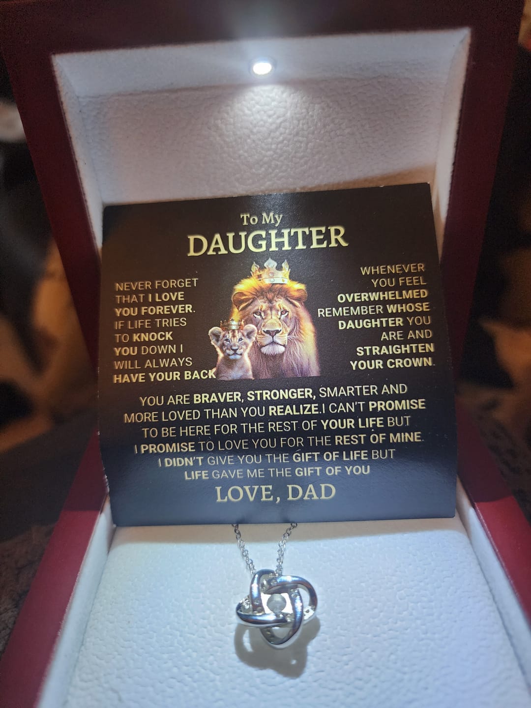Customer photo review of [Almost Sold Out] Daughter - Gift of Life Necklace - tfg