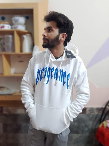 Customer photo review of WHITE VENGEANCE HOODIE