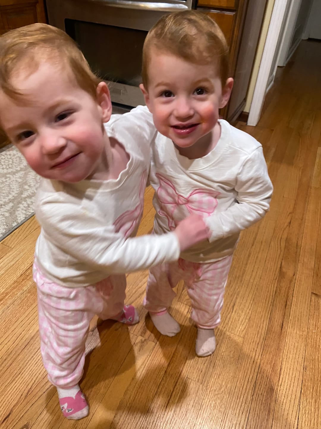 Customer photo review of Bow Applique Pink Gingham Jogger Set