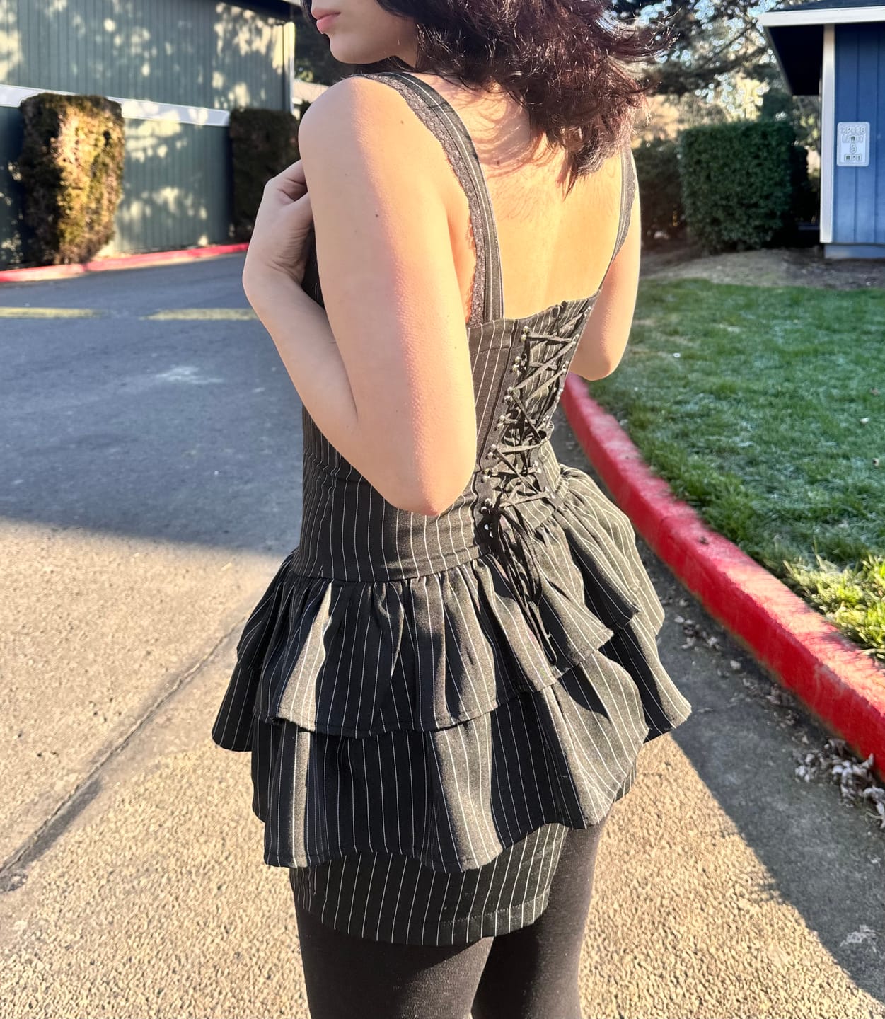 Customer photo review of Grunge Doll Stripes Flared Romper Dress 2.0