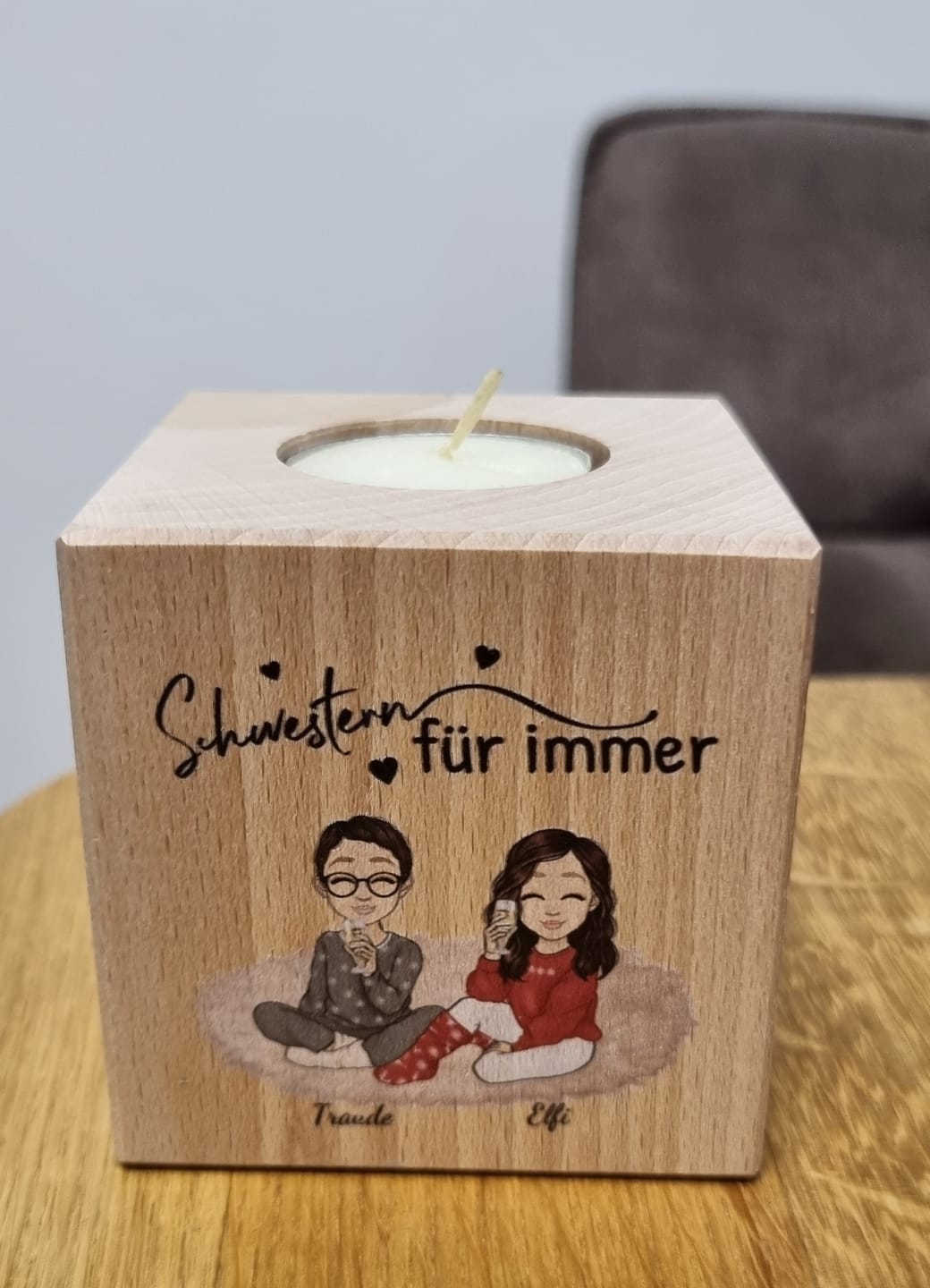 Customer photo review of Herzensmenschen - Personalisierter Kerzenwürfel