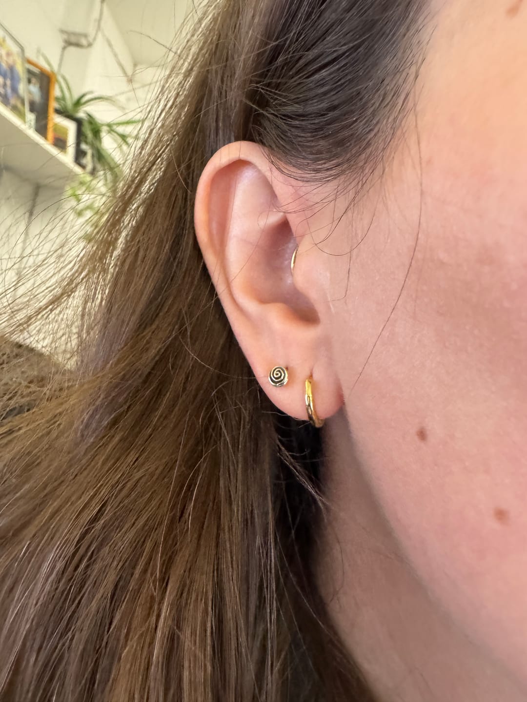 Customer photo review of 18K Gold Vermeil Huggie Hoop Earrings