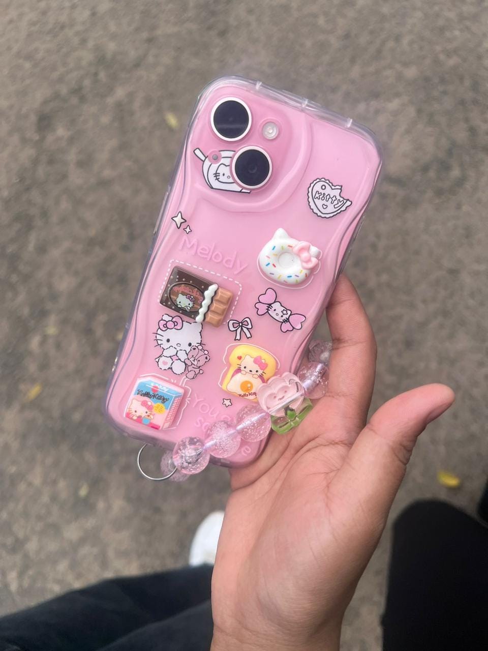 Customer photo review of 3D Cute Pink Case Wave Cartoon Melody Without Lanyard iPhone Soft Case