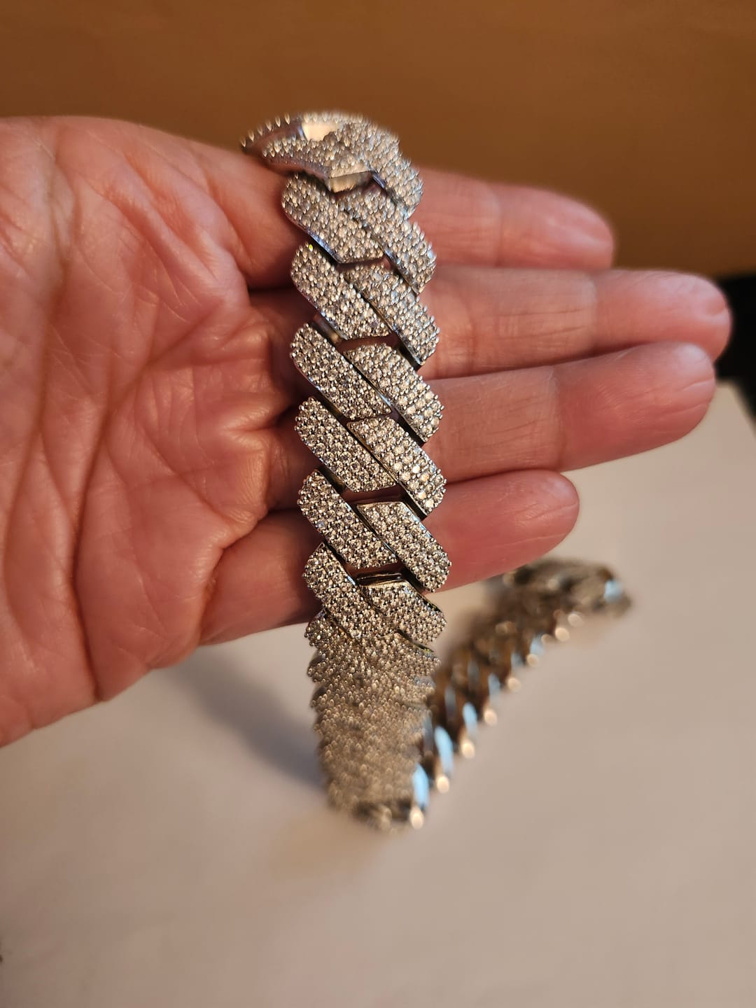 Customer photo review of 20mm Monaco Chain - White Gold