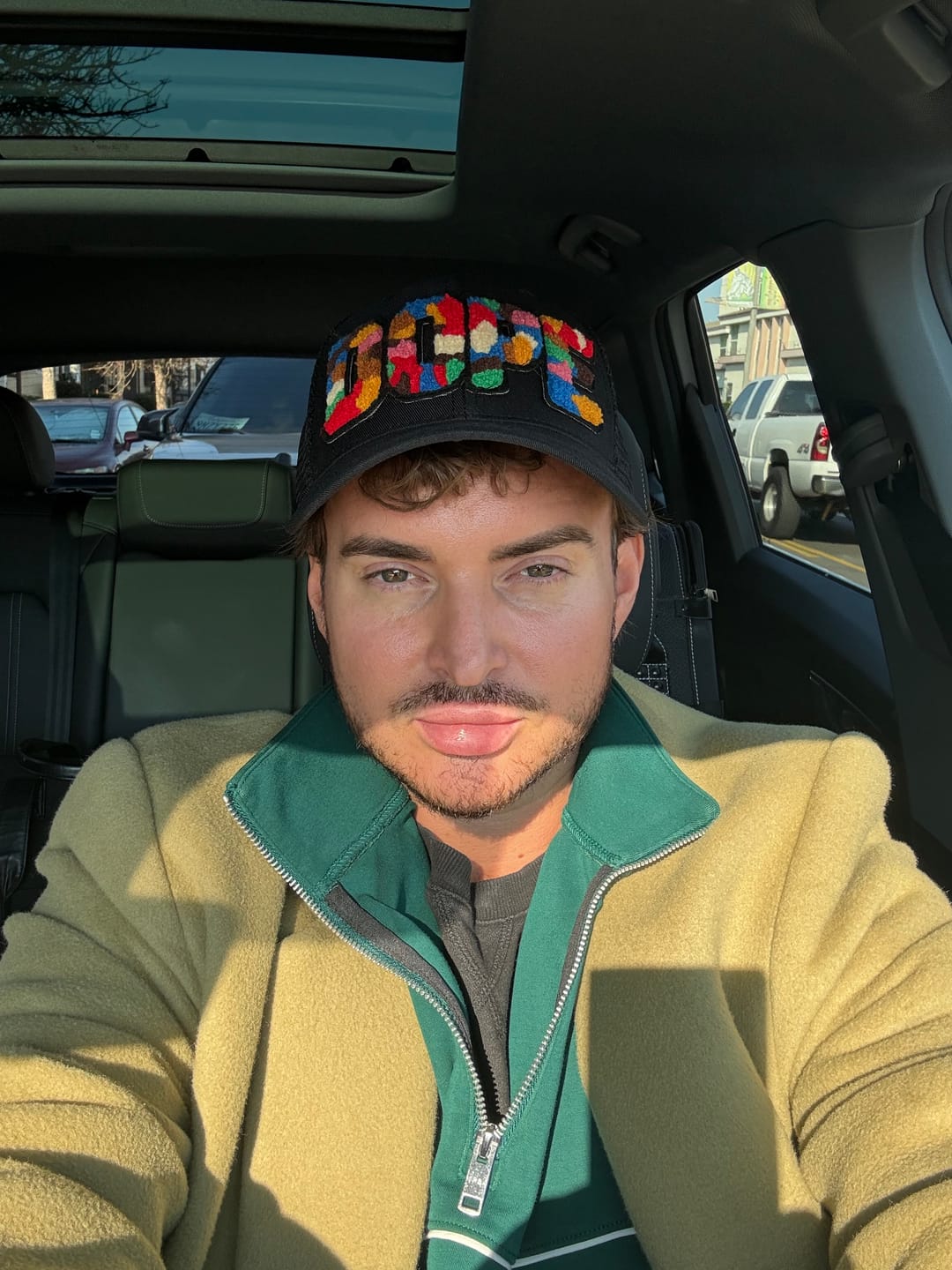 Customer photo review of Chenille Dope Patched Hat in Black