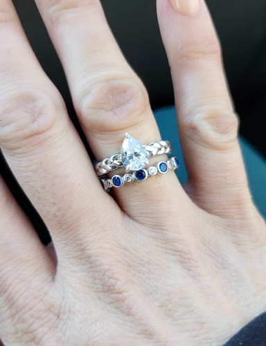 Customer photo review of Bubble Bezel CZ Eternity Ring in Sterling Silver