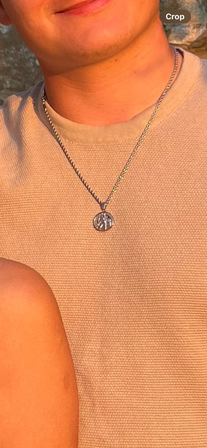 Customer photo review of Silver St Christopher Necklace