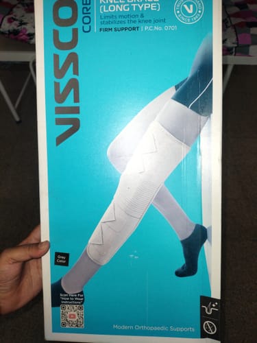 Customer photo review of Knee Brace - Long (19" Brace) | Ideal firm Knee support that limits knee motion & stabilizes the knee with mediolateral metal supports | Color - Beige