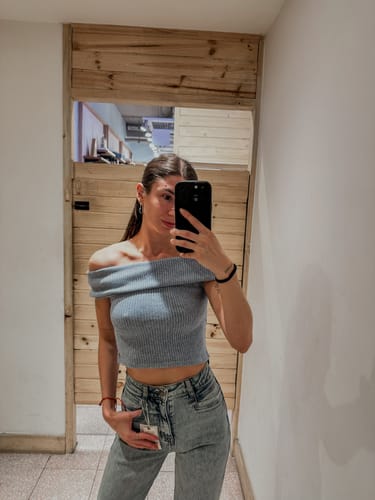 Customer photo review of Top Bardot Blue