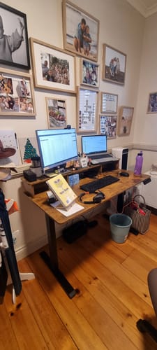 Customer photo review of Advwin Electric Standing Desk with Monitor Stand Walnut