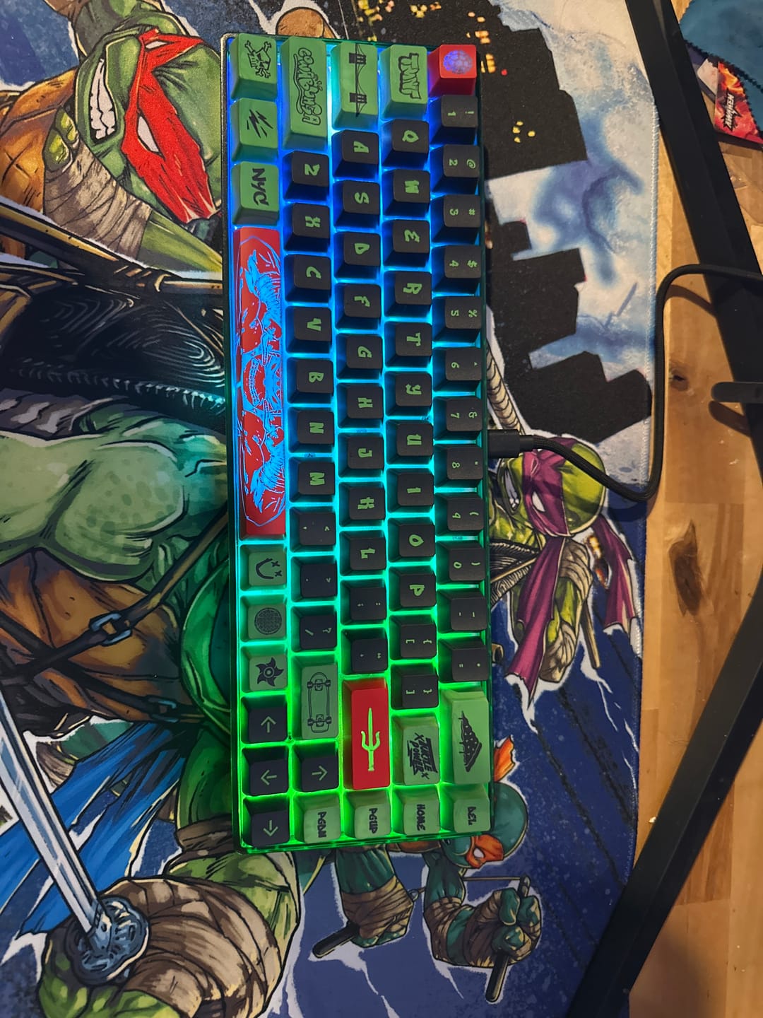 Customer photo review of Banshee K68 Magnetic Switch Keyboard - Teenage Mutant Ninja Turtle (4 Colors in 1)