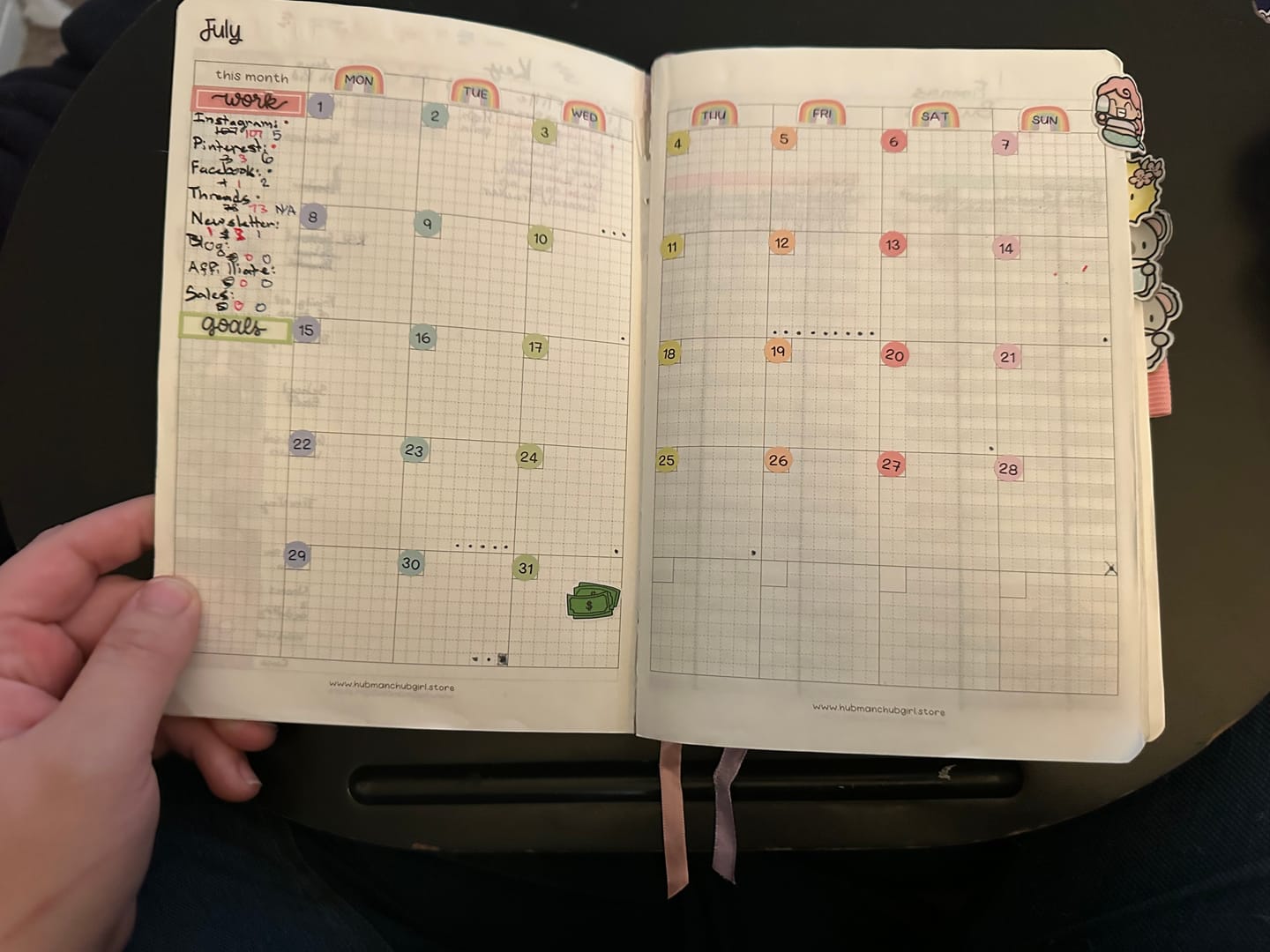 Customer photo review of Monthly Date Dots - Rainbow Unicorn Planner Stickers