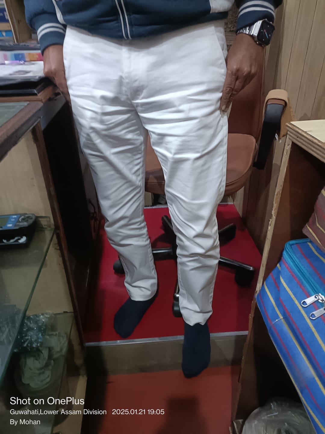 Customer photo review of Basic Chino - Cream Trouser For Men | Ariser