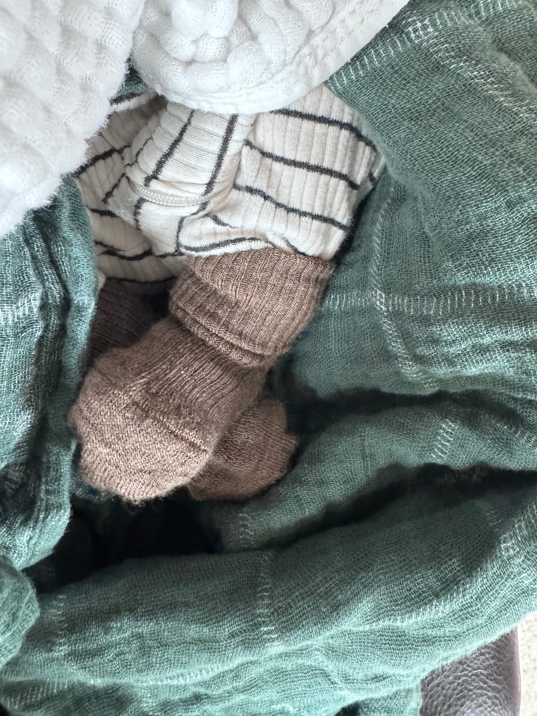 Customer photo review of Wool Socks, Baby and Toddler, Brown-Gray & White