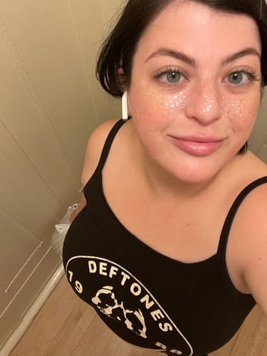 Customer photo review of Silver Glitter Freckles Makeup Patches