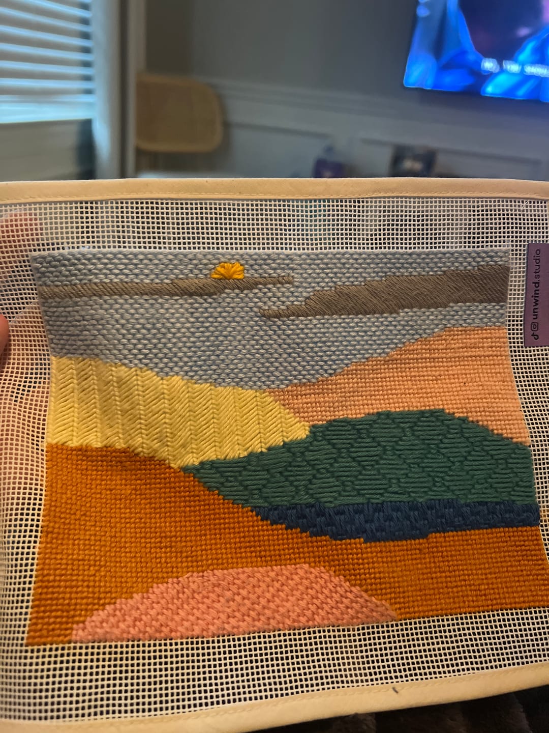 Customer photo review of Peaceful Mountains Beginner Needlepoint Kit