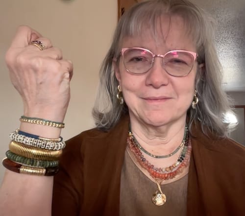 Customer photo review of Irene Hoop with Glitter Earring Charm