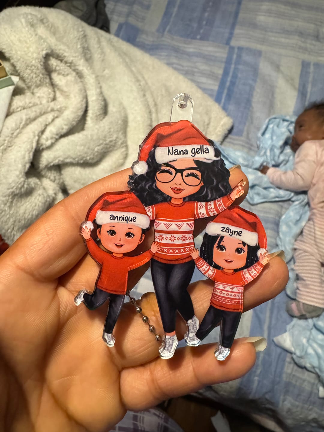 Customer photo review of Happy Christmas Doll Grandma Grandkids Gift For Granddaughter Grandson Personalized Acrylic Ornament