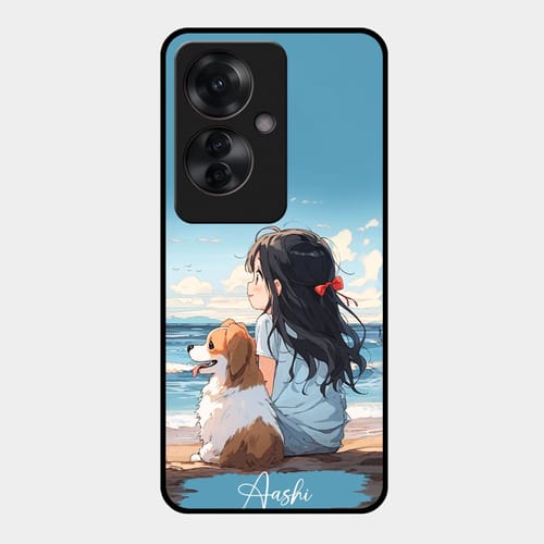 Customer photo review of Girl With Dog Glossy Metal Case Cover For Oppo