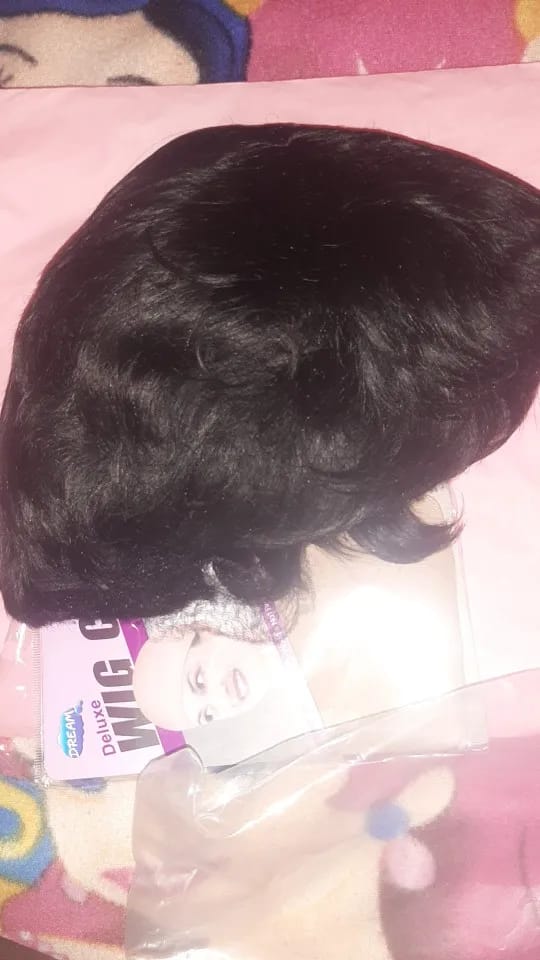 Customer photo review of Remy Human Hair Pixie Cut Wig Layered With Bangs — Deep | KIMLUD