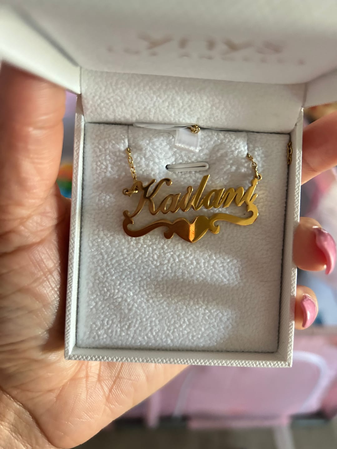Customer photo review of Love Name Necklace