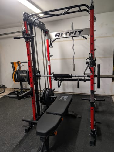 Customer photo review of RitFit M1 Multi-Functional Smith Machine 2.0 with Cable Crossover System and Squat Rack for Home Gym