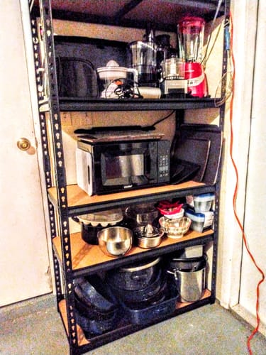 Customer photo review of REIBII 35.5“W Garage Storage Rack, 5-Shelf Adjustable Storage Shelves, 2020lbs Metal Shelving for Pantry Kichen Closet