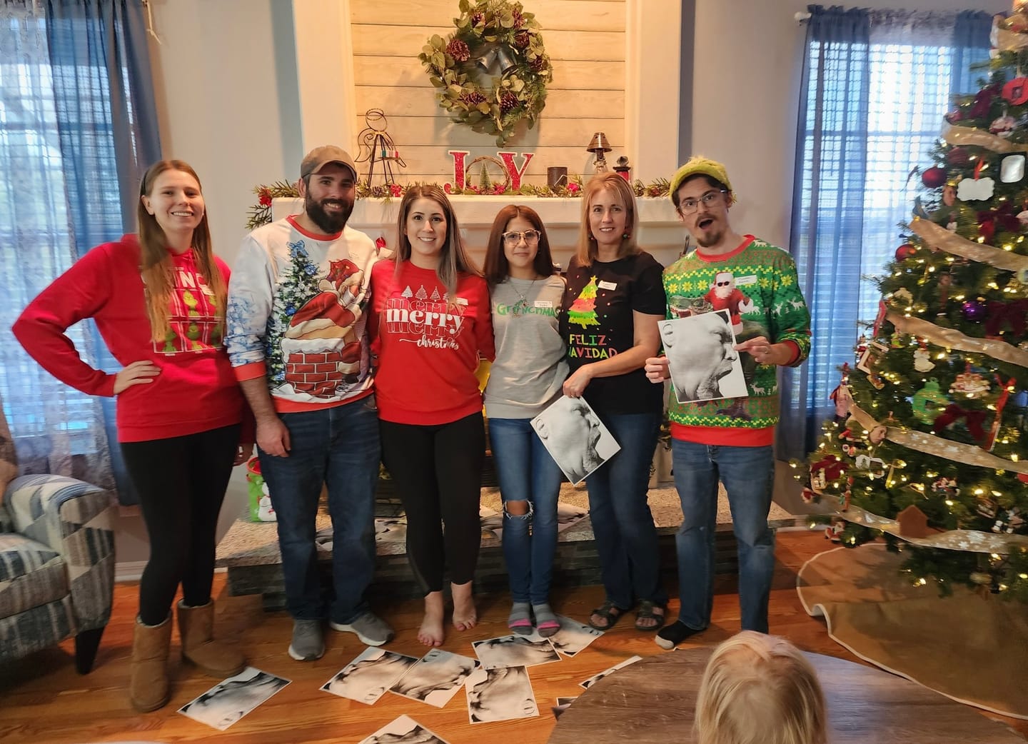 Customer photo review of Office Christmas Sweater Party Murder Mystery Game Kit