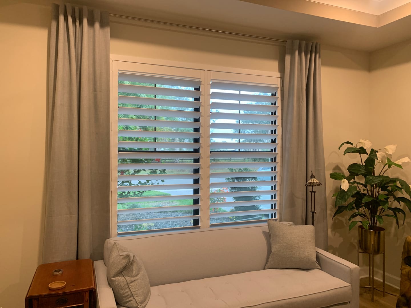Customer photo review of Painted Wood Plantation Shutter