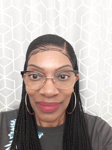 Customer photo review of Cornrow Braid Wig - Full Lace Side Part - Candy
