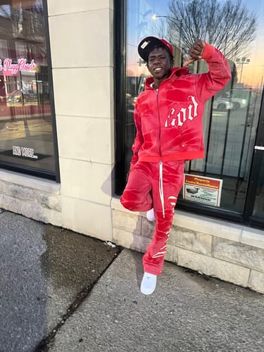 Customer photo review of Godspeed OG Logo Sweatsuit V2 Red Tie-Dye
