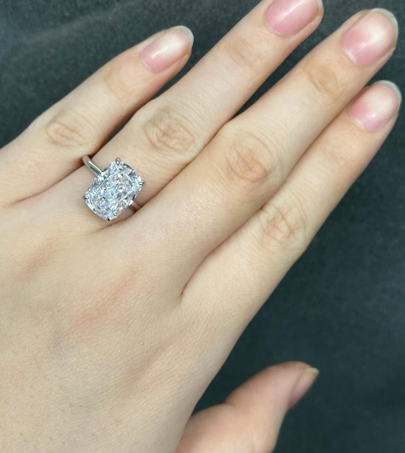 Customer photo review of S925 Sparkle 4.5~8.5Ct Cushion Cut Engagement Ring In Sterling Silver Daily Wear Ring