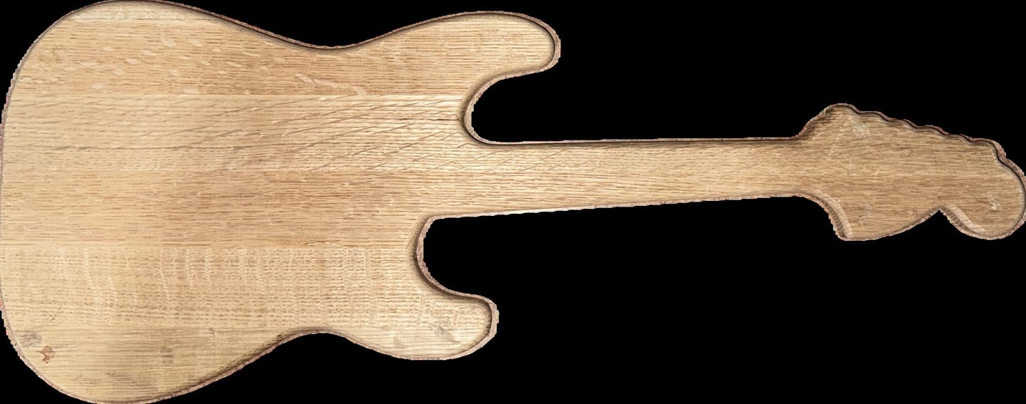 Customer photo review of 23.0x9.0" Stratocaster Guitar Serving Board Acrylic Router Template