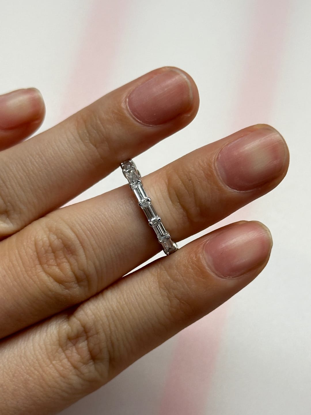 Customer photo review of S925 Louily 2.0Ct Emerald Cut Stunning Full Wedding Band Stackable Band For Women