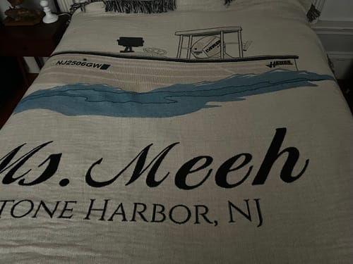 Customer photo review of Custom Woven Boat Blanket