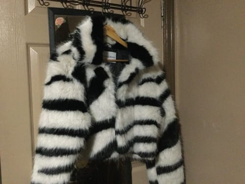 Customer photo review of DAYANNE-ZEBRA FAUX FUR JACKET