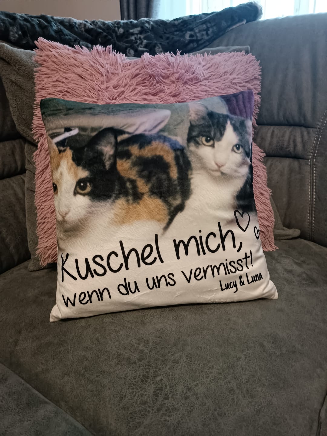 Customer photo review of Kuschel mich, wenn du mich vermisst - Individuelles Kissen