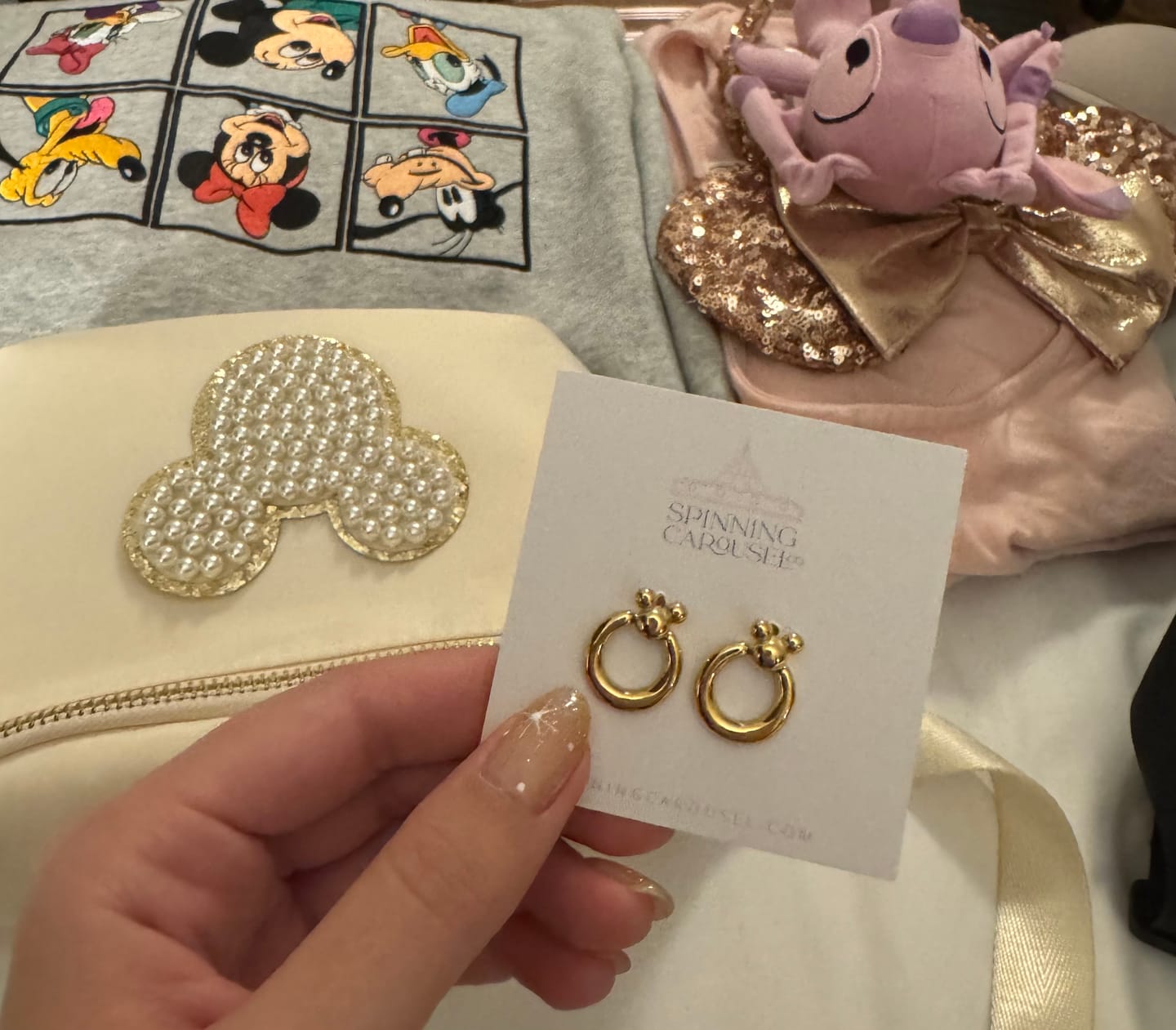 Customer photo review of Mini Leader of the Club Earrings