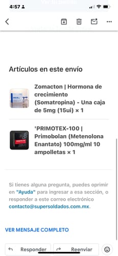 Customer photo review of Zomacton | Hormona de crecimiento (Somatropina) 5mg (15ui)