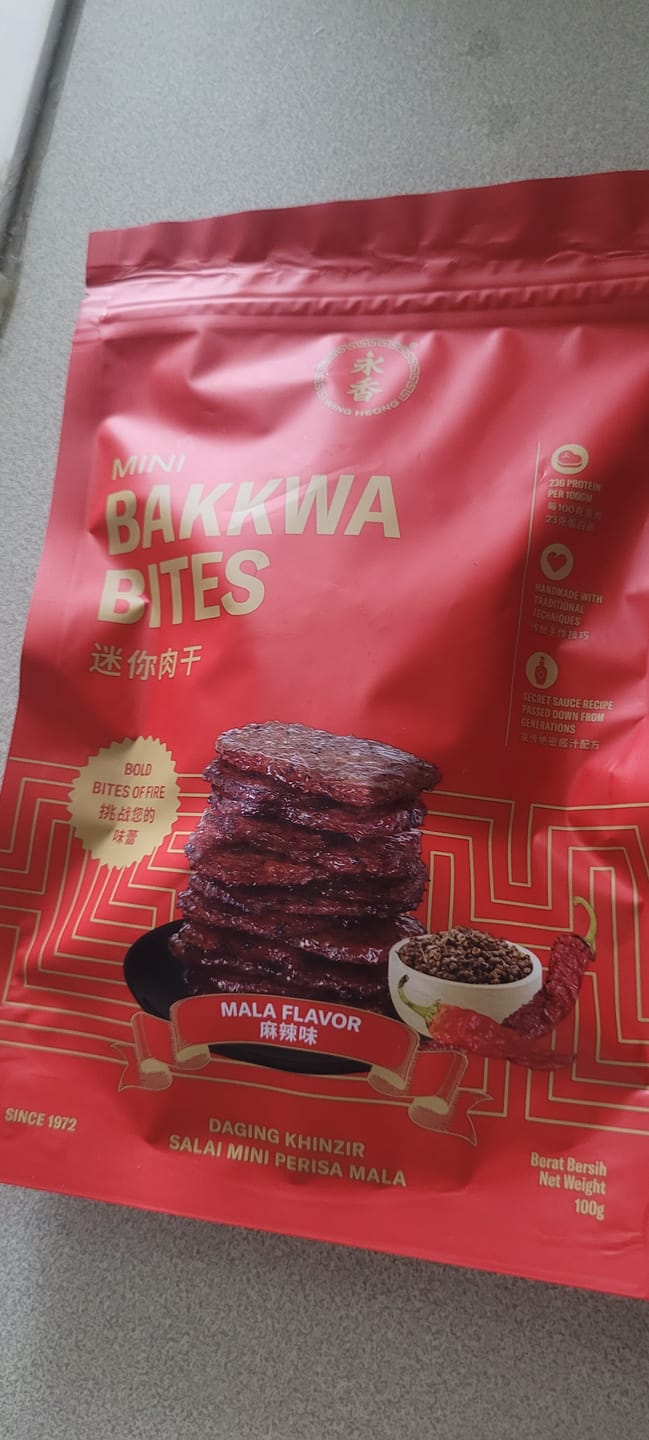 Customer photo review of BITE SIZE BAKKWA - MALA FLAVOUR (100G)