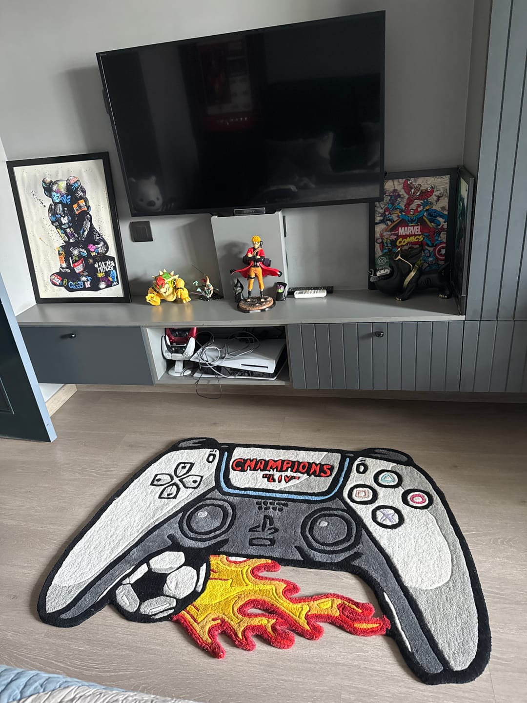 Customer photo review of Remote Hand-tufted Custom Rug | Football Rug by LetsRug.in