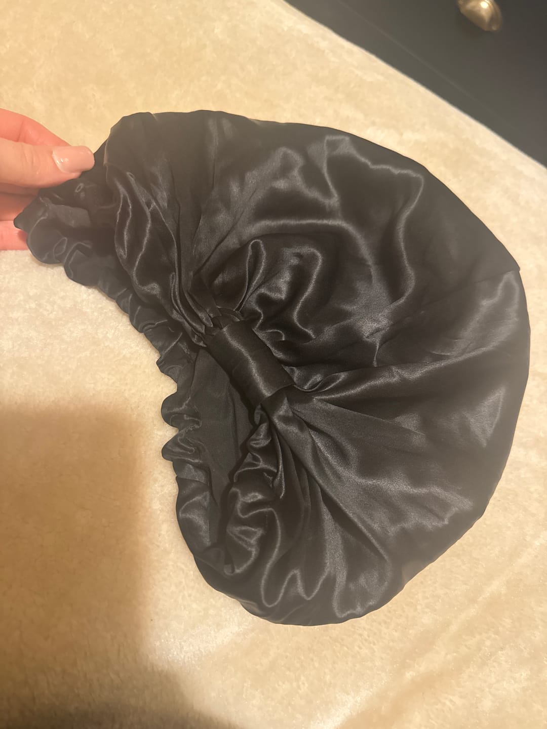 Customer photo review of Luxury Silk Hair Wrap/Bonnet/Turban