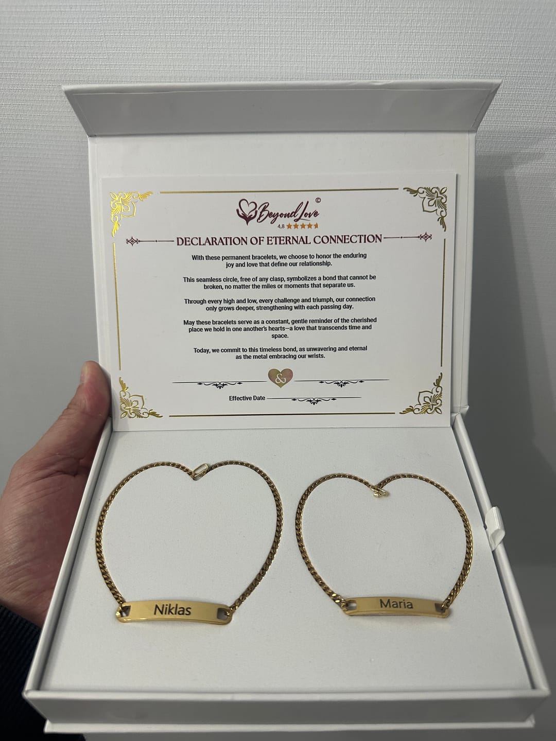 Customer photo review of Beyond Love Permanent Partner-Bracelets with Engraving