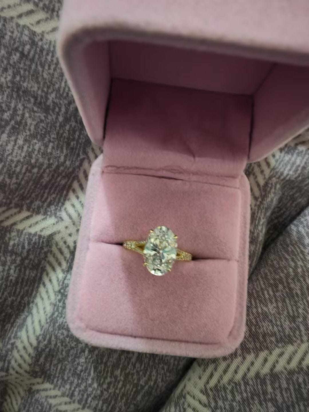Customer photo review of Louily Classic Oval Cut Split Shank Engagement Ring For Women In Sterling Silver