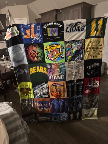 T-shirt quilt with sports, events themes by Pam from TX