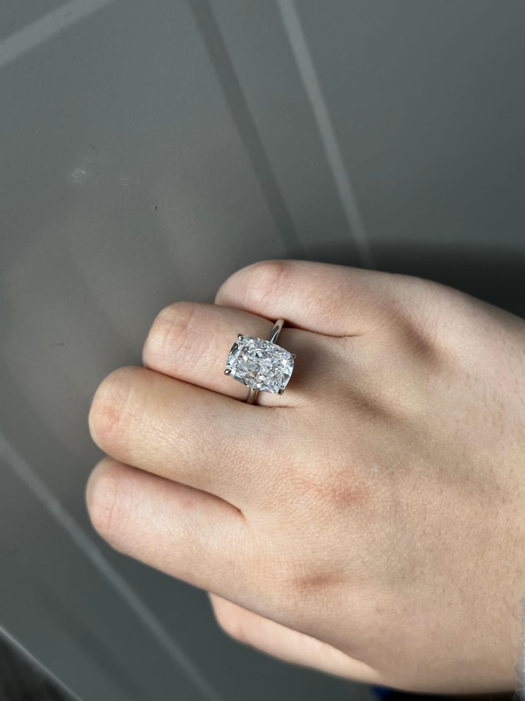 Customer photo review of S925 Sparkle 4.5~8.5Ct Cushion Cut Engagement Ring In Sterling Silver Daily Wear Ring